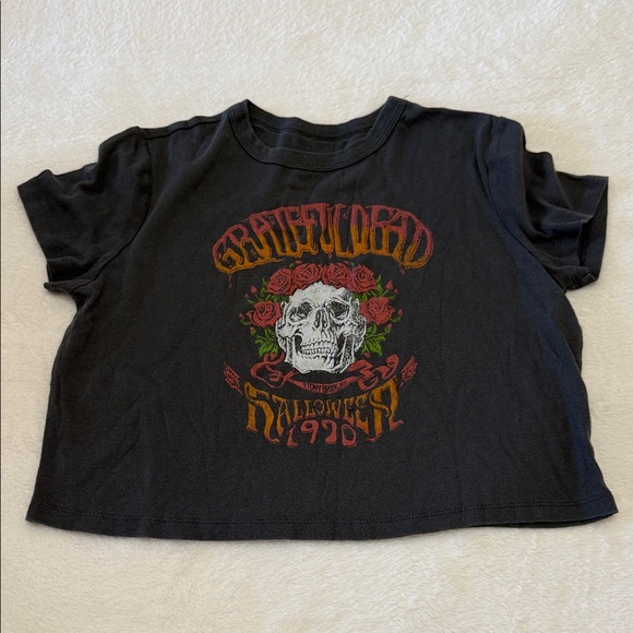 Grateful Dead womens Black Halloween Crop top Tee - Picture 1 of 7